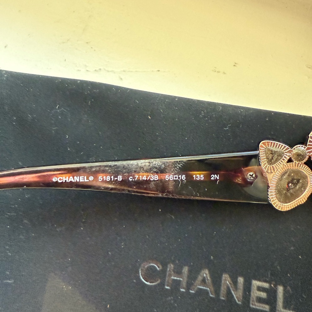 Vintage Chanel Black Sunglasses with Gold Accents - Picture 3 of 7
